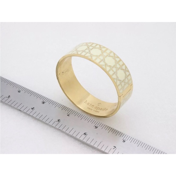 Kate Spade Shoot the Breeze Cream White Gold Enamel Hinged Bangle Bracelet 1181 - Picture 11 of 11